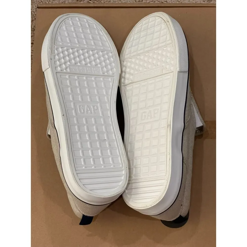 Gap Kids Canvas Slip On Shoes Beige Khaki Boys Unisex US 5 Youth Casual EUC